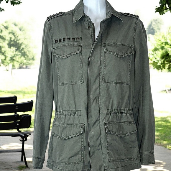 Mudd Army Green Studded Military Jacket - Picture 8 of 17